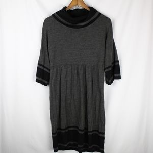 New Directions Gray/Black Cowl Neck Sweater Dress